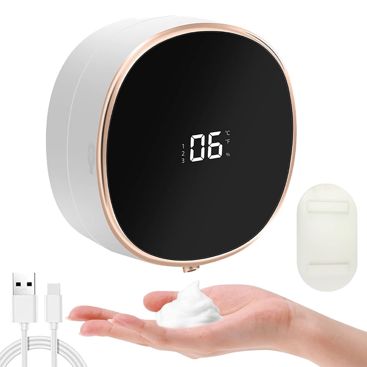 HANNEA Soap Dispenser for Bathroom, Automatic Foaming Handwash Dispenser, 280ml Wall Mounted Smart Rechargeable Shampoo Hand Wash Dispenser with 3 Adjustable Bubble Levels With Bracket(White) HANNEA Soap Dispenser for Bathroom, Automatic Foaming Handwash Dispenser, 280ml Wall Mounted Smart Rechargeable Shampoo Hand Wash Dispenser with 3 Adjustable Bubble Levels With Bracket(White)